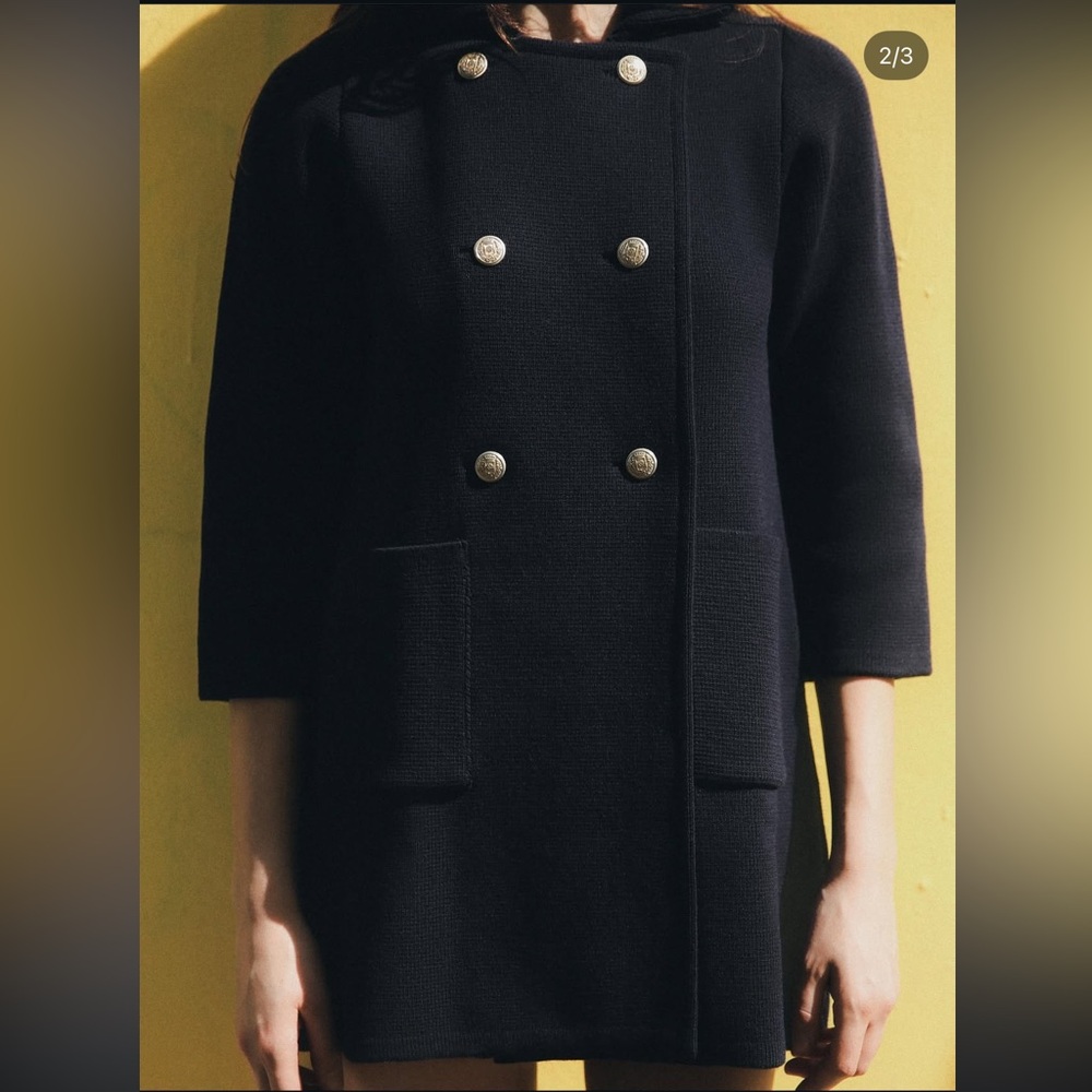 ZARA DOUBLE BREASTED KNIT COAT